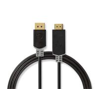 Nedis 2M Pro Displayport Cable Displayport Male To Hdmi Connector 4K - Black