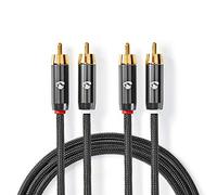 TWIN 2 RCA Gold Phono Male Plug Audio Lead Cable 2m OFC Braided