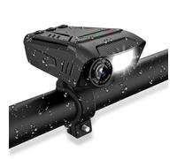 Nedis 3-in-1 Full HD Cycling Camera with Bike LED Head Light & Horn, 1080p 2MP, 600lm Night Mode, Waterproof, USB-C, 10hr Battery, MicroSD Slot - Black