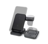 Nedis 3-In-1 Wireless Fast Charging Station 15W Foldable, Led Status , Usb-C/a Cable, Portable Travel Desk Charger
