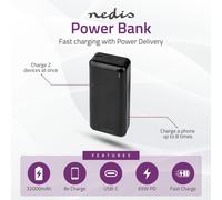 NEDIS 32000mAh Power Bank High-Speed 65W PD 3.0 Portable USB-C Quick Charge
