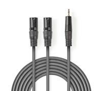 Nedis 3M Balanced Audio Cable 2X 3 Pin Xlr Male To 3.5mm Jack Stereo, Durable Connectors Flexible Pvc Cable