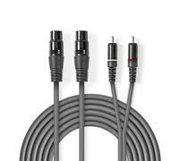 Nedis 3M Balanced Flexible Audio Cable, Xlr 3-Pin Female To 2X Rca Male, Stereo
