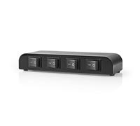 Nedis 4 Way Speaker Control Switchbox Selector Terminal Clamp Connectors | 4-16 Ohm | 200 W | Aluminium | Black