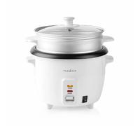 Nedis Rice Cooker & Steamer, 1L, For 1-4 People, With Non-Stick Coating, Keep-Warm Function & Steamer Insert