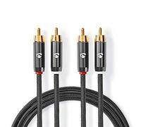 Nedis Stereo Audio Cable 2x RCA Male to 2x RCA Male 5m Gun Metal Grey Braided