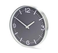 NEDIS Analogue Wall Clock, Silent Non-Ticking Quartz Movement, Modern Aluminium Frame for Home and Office, Easy to Read 30cm Diameter - Silver/Grey