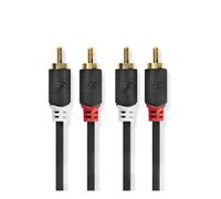 Nedis Audio Cable Double RCA Male to Double RCA Male 5m, Anthracite grey