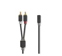 Nedis Audio cable Double RCA Male to Jack 3.5mm Female 0,2m, Charcoal-grey