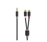 Nedis Audio Cable Jack 3.5mm Male to Double RCA Female 0,2m, Anthracite grey