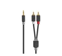 Nedis Audio cable Jack 3.5mm Male to Double RCA Male 1m, Charcoal-grey