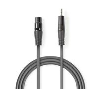 Nedis Balanced Audio Cable, XLR 3-Pin Male to 3.5 mm Male - 1.5m, Dark Grey