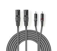 Nedis Balanced Audio Cable, XLR 3-Pin Male to RCA Male, Stereo, 1.5m - Connect Instruments, Microphones, Amplifiers or DJ Gear