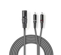 NEDIS Balanced XLR to RCA Audio Cable - Connect Instruments, Microphones, Amplifiers or DJ-Gear, Ideal Audio Connection, OnStage Series, Durable Metal Connectors, Flexible PVC - 3.0m