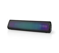 Nedis Bluetooth Speaker, 2.0 Channel 18W Wireless with RGB LED, Tilted Table Design, TWS, Built-In Mic, USB-C, Aux-In, 6-Hour Battery, Lightweight & Portable - Black