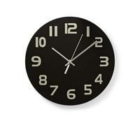 Nedis Circular Modern Wall Clock 30Cm Minimalist Easy To Read Numbers - Black Glass