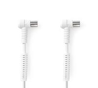 NEDIS Coaxial Cable, IEC (Coax) Plug, IEC (Coax) Female, Nickel-Plated, 75 Ohm, 4-Way Shielded, 1.50 m, Round, PVC, White, Plastic Bag