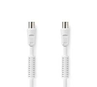 NEDIS Coaxial Cable, IEC (Coax) Plug, IEC (Coax) Female, Nickel-Plated, 75 Ohm, 4-Way Shielded, 1.50 m, Round, PVC, White, Plastic Bag