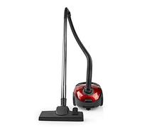 Nedis Compact Bagged Vacuum Cleaner, Powerful Lightweight Cylinder Cleaner with HEPA Filter and Combi Brush, for Hard Floor and Carpet, 700W, 1.5L - Red