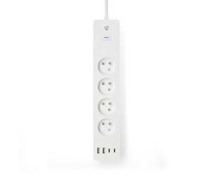 Nedis Connected Wi-Fi Power Strip 4 Outlets 3680W 2m with 4 USB Ports, White