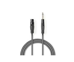 Nedis COTH15120GY15 1.5m Analogue XLR - 6.35mm Interconnect, Grey Sil