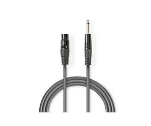 Nedis COTH15120GY30 3m Analogue XLR - 6.35mm Interconnect, Grey Sil