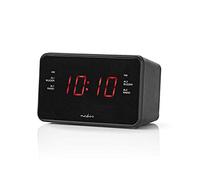 NEDIS Digital Alarm Clock Radio with 0.9” Red LED Display, Dual Alarm, Sleep and Snooze Functions, 20 Pre-Set AM/FM Stations, Radio or Buzzer Alarm - Black