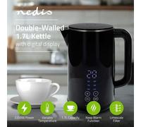 Nedis Digital Electric Kettle 1.7L Cordless Jug 2200W Keep Warm Black Kitchen