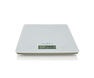 Nedis Digital Kitchen Scale 5kg/11lb Food Weighing Scale with LCD Display, Tare Function, Tempered Glass Platform | Electronic Scale for Baking, Cooking, Liquids, Ingredients | White