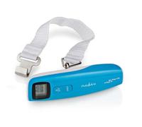 Nedis Digital Luggage Scales, Compact Travel Size with LCD Display, 50kg Capacity, One-Button Operation, Tare & Auto-Off Function - Blue and White