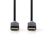 Nedis DisplayPort 2.0m Cable, 1.2 Compliant for 4K2K UHD, 24 Ct Gold-Plated Contacts, Full Copper Conductor, Metal-Braided Shielding, Straight Connectors, Maximum Bandwidth 300 MHz