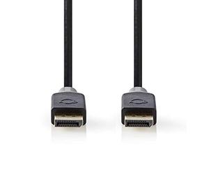 NEDIS DisplayPort 2.0m Cable, 1.2 Compliant for 4K2K UHD, 24 Ct Gold-Plated Contacts, Full Copper Conductor, Metal-Braided Shielding, Straight Connectors, Maximum Bandwidth 300 MHz