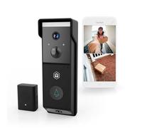 NEDIS Dual Lens Smart Wi-Fi Doorbell Camera with Chime, 1080p Full HD, Wireless Battery Powered with Motion Sensor, Night Vision, 2-Way Audio
