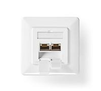 Nedis Dual Port Cat7 Wall Outlet Face Plate 2 Way Rj45 Network Ethernet Socket
