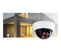 Nedis Dummy Indoor Dome Camera With Built-In LED to Deter Intruders, Realistic Design, Battery Powered, Easy to Mount With Bracket - White