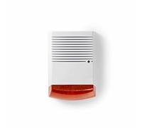 Nedis Dummy Security Alarm Siren with Flashing LED, IP44 Waterproof Outdoor Design - White & Orange