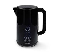 Nedis Electric Kettle, 1.7L Digital Control, 6 Temperature Settings 50-100°C, Keep Warm Function, 2200W Fast Boil, 360° Cordless Base, Concealed Element, Boil-Dry Protection - Black