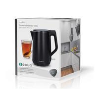 Nedis Electric Kettle Fast Boil Jug 2200W 1.5L Double Wall 360 Cordless Portable Black