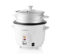 Nedis Rice Cooker & Steamer, 0.6L, For 1-2 People, With Non-Stick Coating, Keep-Warm Function & Steamer Insert