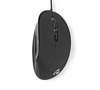 NEDIS - Ergonomic Computer Mouse with Cable - Right-handed - 6 Buttons - 3200 DPI - 1.8 m Cable - Black