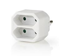 Nedis Euro Plug Socket Schuko Cee 7/17 Power Mains Socket Splitter 2Way Cee 7/16 White
