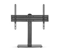 NEDIS Fixed TV Table Stand, 37-70" Inch Screens, Pivot +35° / -35, Max 40 kg Load, Steel Frame, Contemporary Tempered Glass Base, Adjustable Height, Black