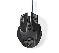 NEDIS RGB LED Lighting Gaming Mouse, Wired USB, Adjustable DPI 800-2400, 7 Buttons, Right-Handed, 1.5m Double Braided Cable, Black