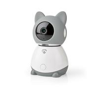 NEDIS Smart Wifi Baby Monitor, Indoor Camera Full HD 1080p, Night Vision, PTZ, Motion & Sound Detection, 2-Way Audio, Humidity & Temperature Sensor, App Control - White/Grey