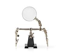Nedis Helping Third Hand With Magnifier Glass, Fully Adjustable Arms, Crocodile Clips For Soldering Welding Modelling - Silver