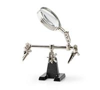 Nedis Helping Third Hand With Magnifier Glass, Fully Adjustable Arms, Crocodile Clips For Soldering Welding Modelling - Silver