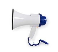 NEDIS 10W Megaphone, 250m Range with Built-in Microphone, Siren, Adjustable Volume, Record Function - White & Blue