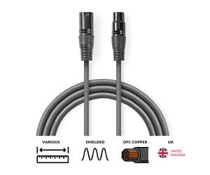 Nedis Microphone Lead Mic Cable XLR Patch Lead Balanced Male to Female 10m