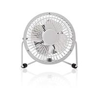 NEDIS Mini USB Fan, 10 cm Metal Desk Fan - White