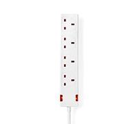 Nedis Multi Socket Extension UK, 4 Way Socket Extension Lead of 1.5m, White